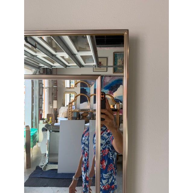 Metal 1980s La Barge Style Geometric Beveled Wall Mirror With Brushed Aluminum Frame For Sale - Image 7 of 12