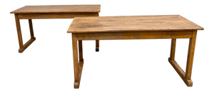 Vintage Beech Community Tables, 1950s, Set of 2