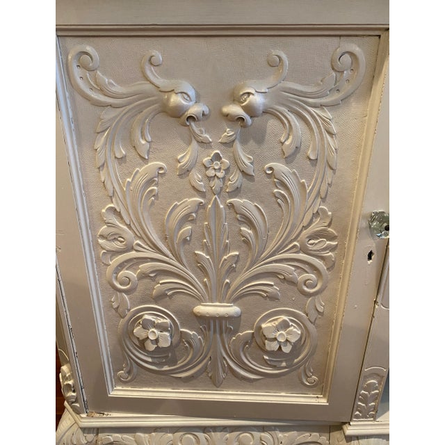 Early 19th Century Vintage French Victorian Hand Carved Painted Buffet Cabinet Credenza For Sale - Image 5 of 11