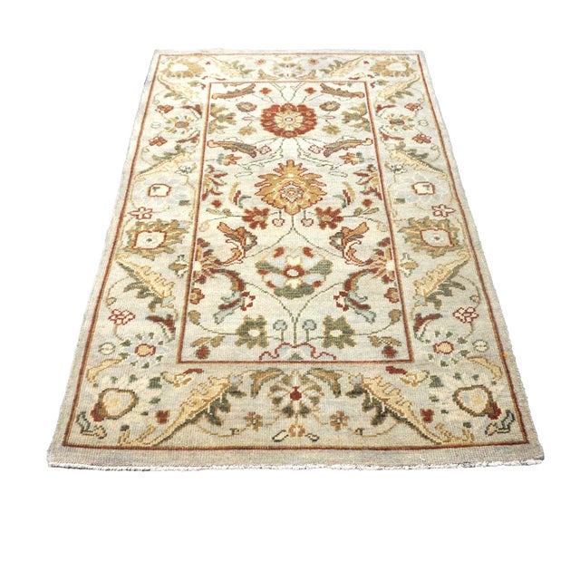 Afghan Wool Sultanabad Master 3x5 Ivory, Red, & Green Handmade Area Rug #1143658 For Sale - Image 4 of 7