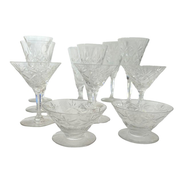 Vintage Crystal Seneca "Stratford" Pattern Glass Company 11 Pieces Barware For Sale