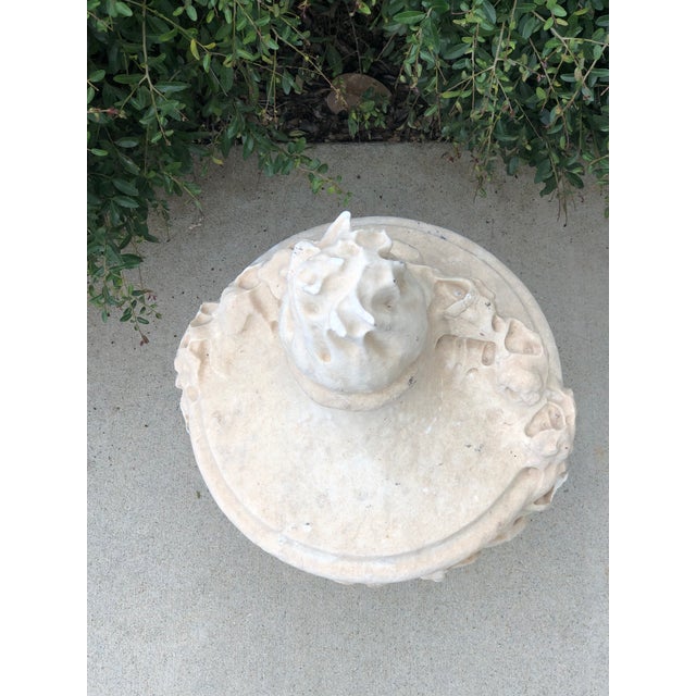Antique Garden Heavy Limestone Urn With Garland For Sale - Image 4 of 6