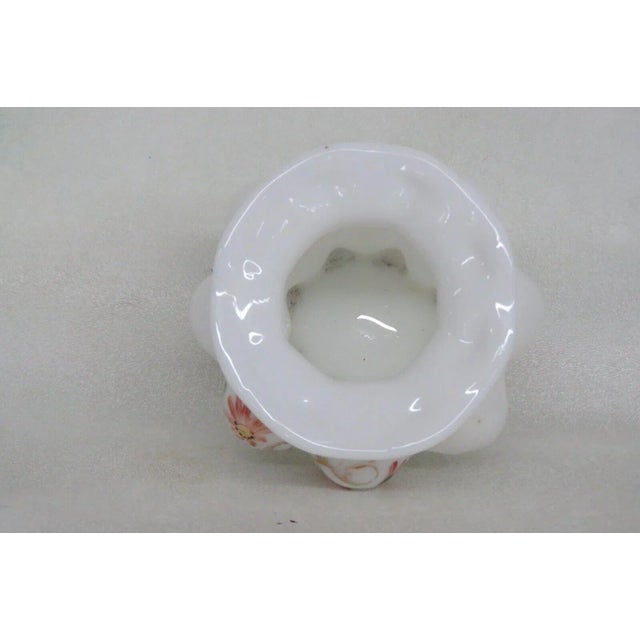 Consolidated Glass Hand Painted Floral White Catalonian Melon Vase For Sale - Image 10 of 13