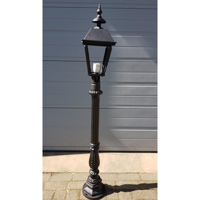 Cast Iron Lamp Post with Square Cast Iron Lantern For Sale - Image 4 of 4