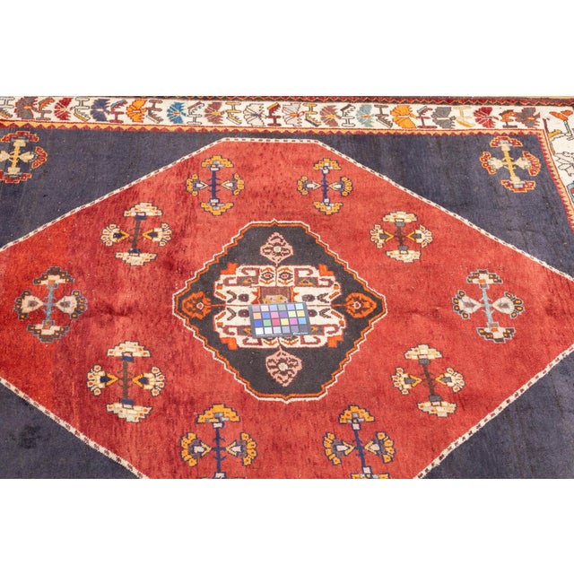 Textile Semi-Antique Hand-Knotted Persian Qashqai Rug 5'5" X 6'11" For Sale - Image 7 of 16