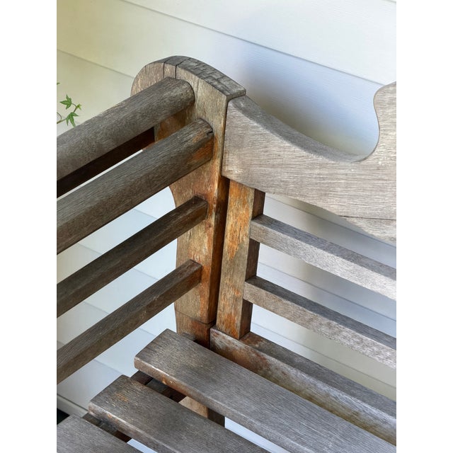 1970s Vintage Distressed Coventry Teak Garden Bench For Sale - Image 5 of 11