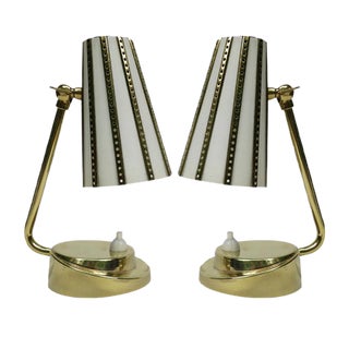 Italian Brass Bedside Lamps, 1950s, Set of 2 For Sale