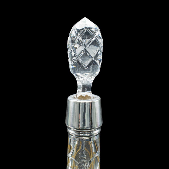 Metal Antique Sherry Decanter, English, Glass, Silver Plate, Spirit Bottle, Edwardian For Sale - Image 7 of 12