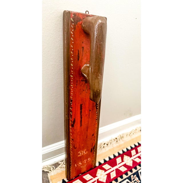 Red Rare Pair of 19th-Century Norwegian Courtship Mangle Boards - Dated 1868 & 1879 For Sale - Image 8 of 12