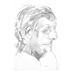 Thoughtful Man, Ink Drawing by Martha Holden