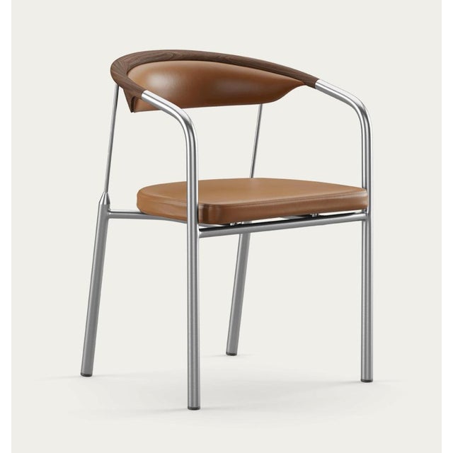 Contemporary Chairman Chair in Walnut with Upholstery in Cognac by Henrik Tengler for One Collection For Sale - Image 3 of 15