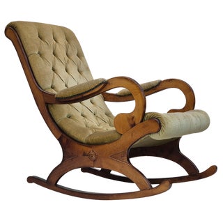 Vinttage Scandinavian Rocking Chair in Velour, 1950s For Sale