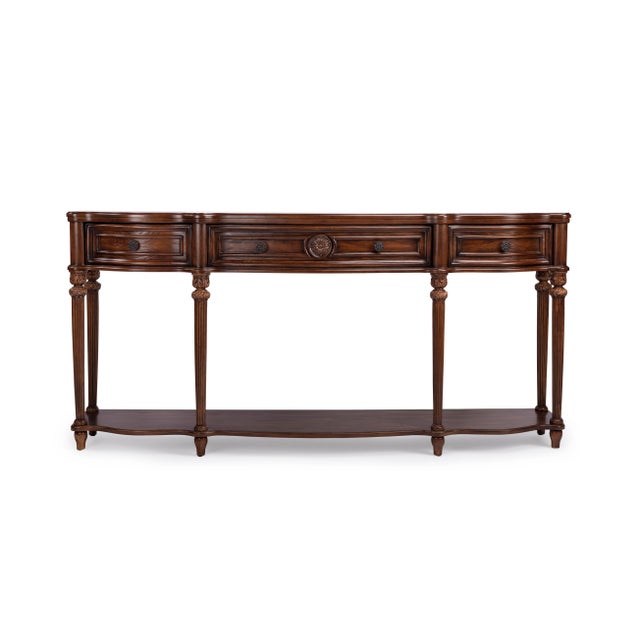 Spritely Home Accent Furniture Peyton Console Table, Medium Brown For Sale - Image 4 of 11