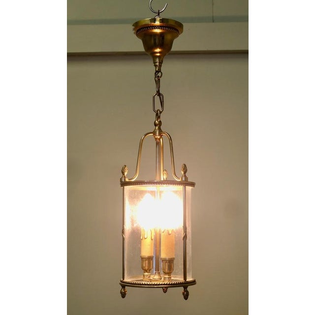 French Round Brass and Glass Lantern, 1930 For Sale - Image 6 of 8