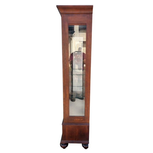1990s Ethan Allen British Classics Curio Cabinet China Hutch Display Breakfront Cherry For Sale - Image 10 of 14