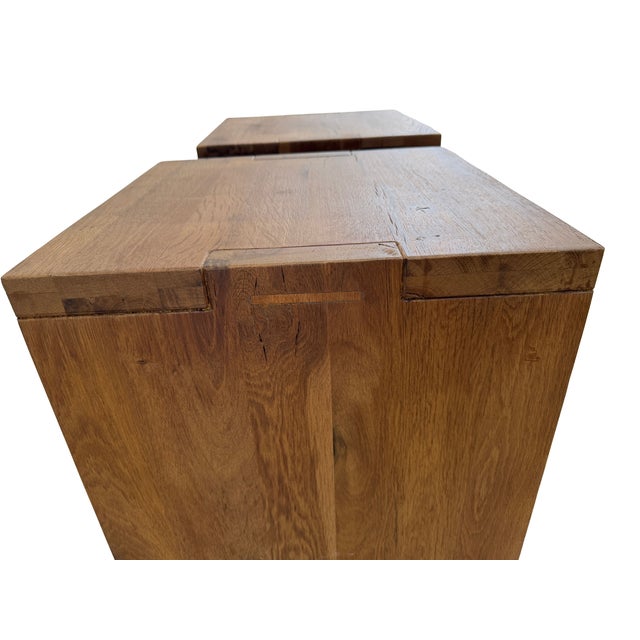 Early 21st Century Restoration Hardware Modern Oak Side Tables (Pair) For Sale - Image 5 of 5