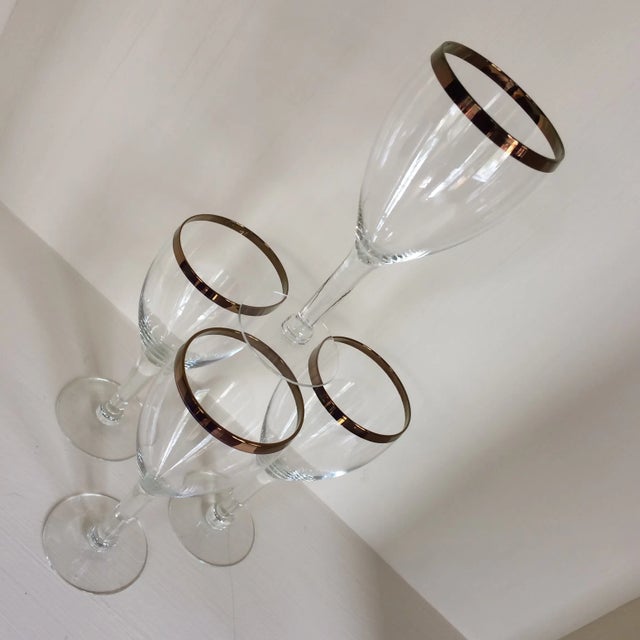 Vintage Crystal Gold Banded Rim Water Glasses - Set of 4 For Sale - Image 12 of 13