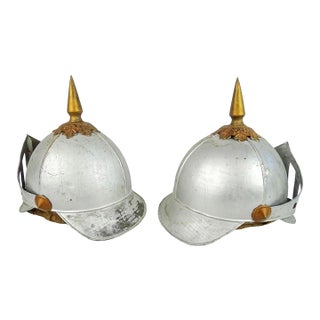 1900s A Pair of Prussian Style Silver and Bronze Helmets For Sale