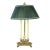 Vintage Brass Bouillotte Library Lamp With Green Pleated Shade For Sale