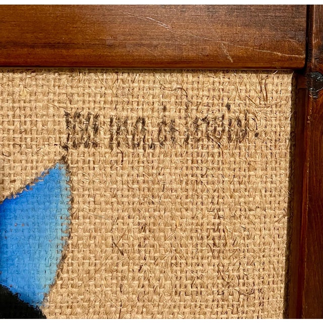 Jose Maria de Servin, Folk Art Mexican Girl Oil Painting on Burlap Charming Naive African American Art For Sale - Image 4 of 7