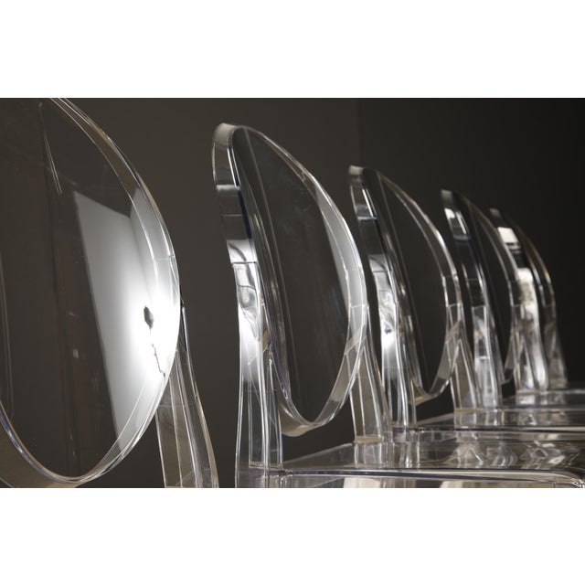 1990s Kartell Victoria Ghost Chairs Clear Philippe Starck Acrylic Dining Chairs - Set of 5 (New Old Stock) For Sale - Image 5 of 16