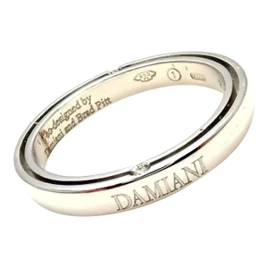 Damiani Brad Pitt Platinum 4 Diamond 3mm Band Ring Sz 8.25