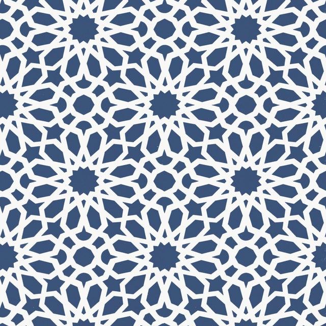 Contemporary Schumacher X Martyn Lawrence Bullard Agadir Screen Wallpaper in Lapis For Sale - Image 3 of 3