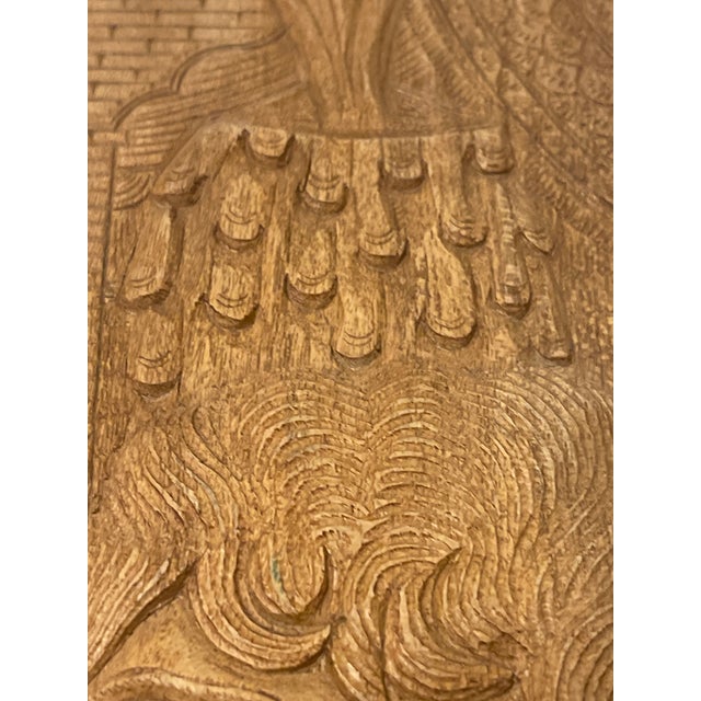 Early 20th Century Handcrafted Ornate Wooden Wall Relief Floral Art Sculpture Feat. Persian Royal Couple For Sale - Image 6 of 12