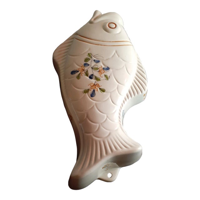 1970s Handpainted Ceramic Fish Figurine Wall Decor For Sale