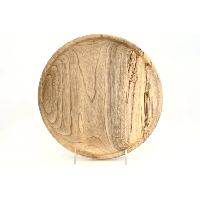 Wood Round Hand Turned Myrtle Wood Tray For Sale - Image 7 of 7