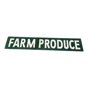 Vintage Large Wooden Green & White Farm Produce Sign