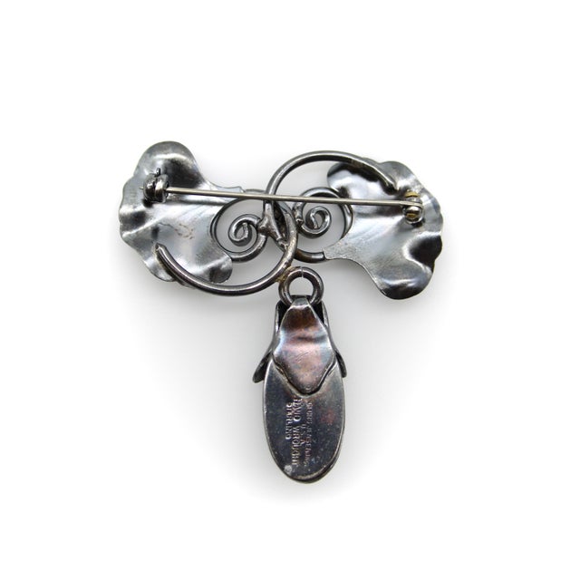 Georg Jensen 1940s Sterling Silver Georg Jenson Usa Gingko Leaf and Seedpod Brooch For Sale - Image 4 of 7