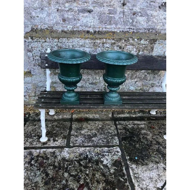 Large 19th Century French Cast Iron Campana Urns For Sale - Image 3 of 9