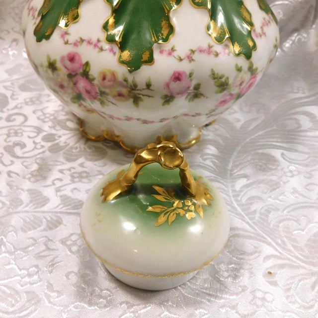 1900 - 1909 1900s Gerard, Dufraisseix & Abbot Green White and Gold Chocolate Pot For Sale - Image 5 of 11