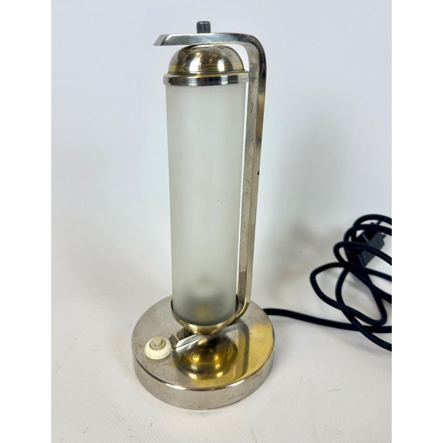 Bauhaus Nickel-Plated Tubular Table Lamp from Elma Weimar, 1930s, in Very Good conditions. Designed 1920 to 1949 This...