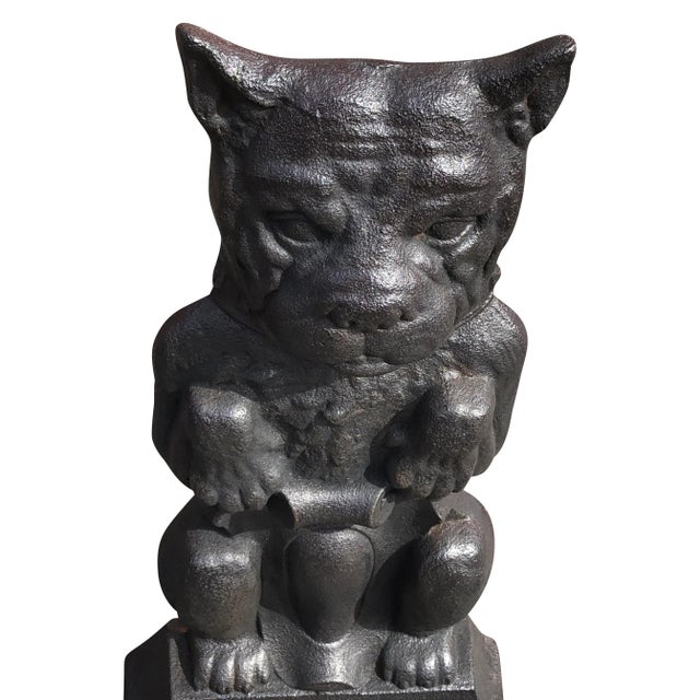 Pair of Cast Iron Dog Andirons For Sale - Image 4 of 6