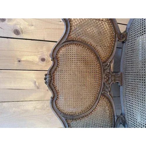 Louis XV Style Caned Basket Bench For Sale - Image 4 of 6