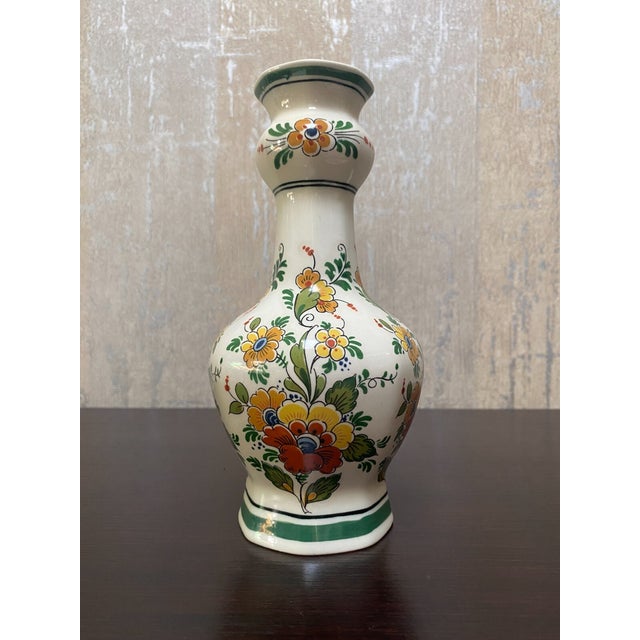 Delft Vintage Delft Polychrome Pottery 8" Floral Vase For Sale - Image 4 of 4