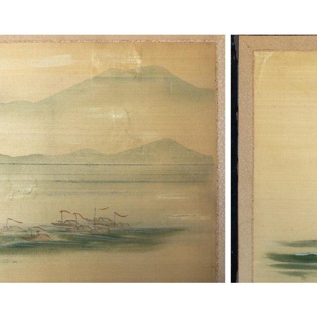 "Samurai", C. 1950s Showa Era Japanese Silk Byobu Screen For Sale - Image 14 of 18