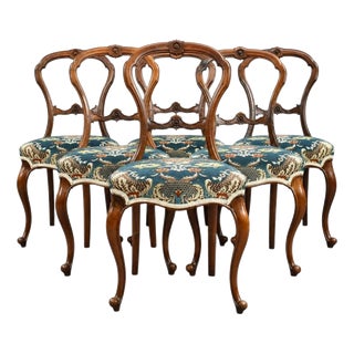 Antique Victorian Mahogany Balloon Back Dining Chairs, 1860, Set of 6 For Sale