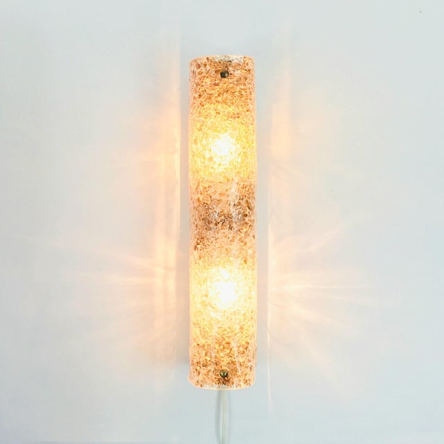 Metal Mid-Century Modern Tubular Murano Glass Wall Lights from Hillebrand, Germany, 1970s, Set of 2 For Sale - Image 7 of 14