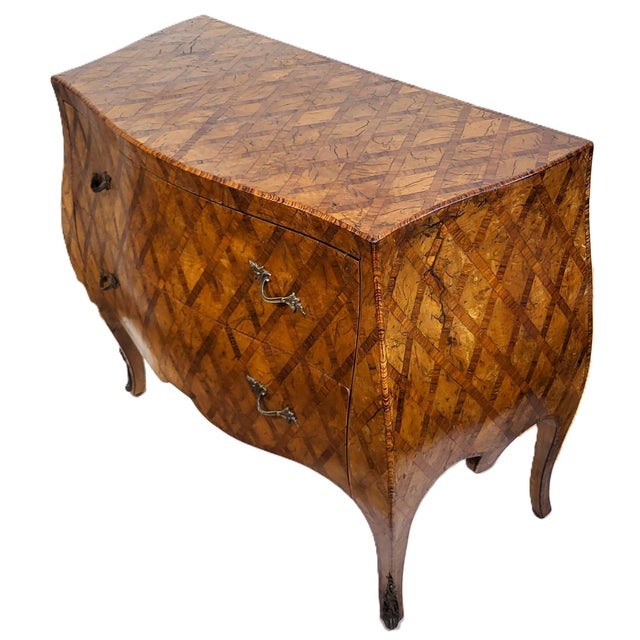 Mid 20th Century Vintage Italian 20th C Venetian Style Olivewood Parquetry Bombe Commode Chest For Sale - Image 5 of 17