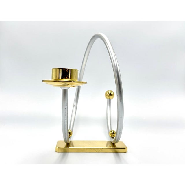 Vintage Brass and Aluminium Candleholder, 1980s For Sale - Image 10 of 11