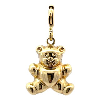 14k Yellow Gold Teddy Bear Charm/Pendant For Sale