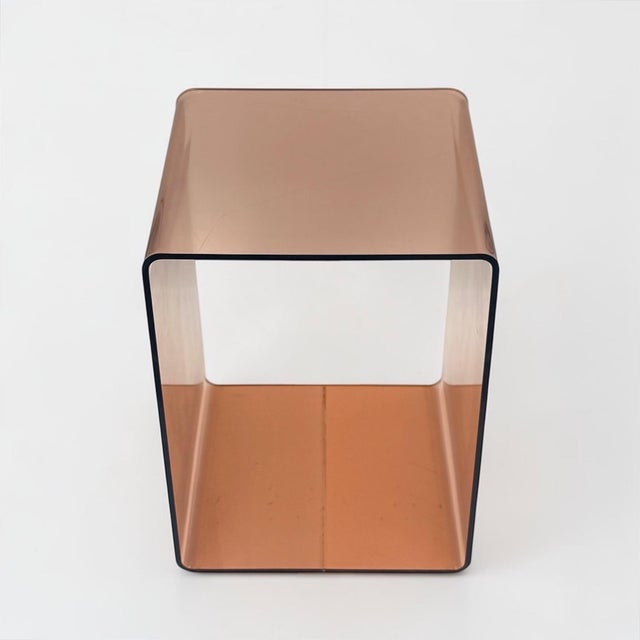 Smoked Acrylic Glass Cube Side Table, France, 1970s For Sale - Image 4 of 12