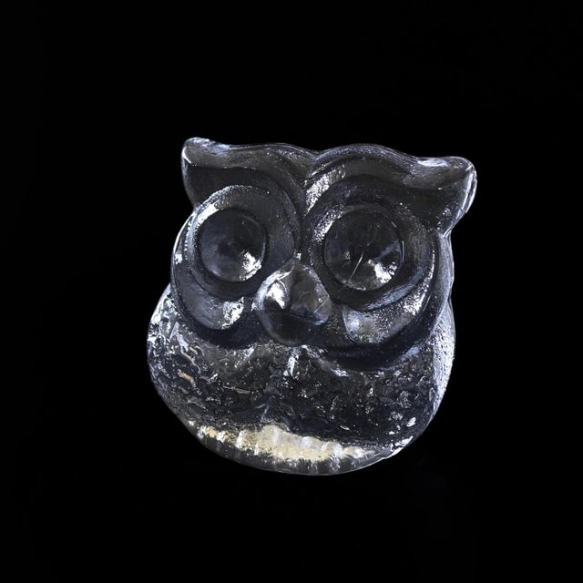 Vintage Glass Figure of an Owl by Lars Hellsten For Sale - Image 5 of 8