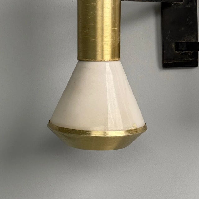Stilux, Italian Mid-Century Modern, Wall Sconces, Brass, Aluminum, Italy, 1960s For Sale - Image 9 of 9