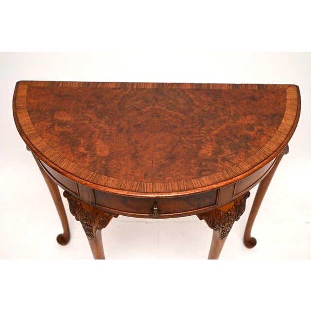 Antique Burr Walnut Console Table, 1900 For Sale - Image 6 of 11