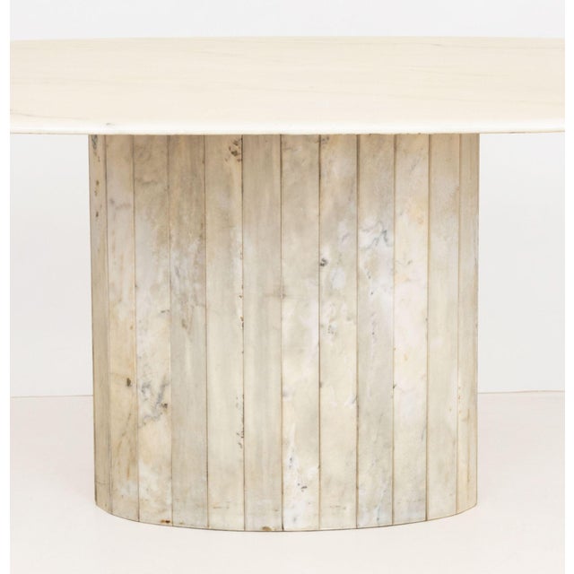 Modern Modern White Veined Marble Oval Top Dining Table For Sale - Image 3 of 9
