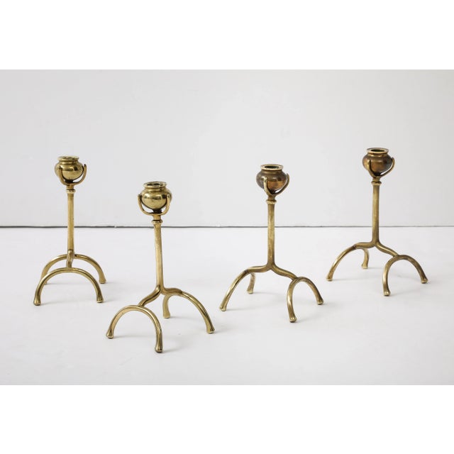 Tiffany Style Solid Brass Modern Candle Holders - Set of 4 For Sale - Image 12 of 12